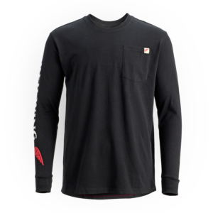 Long Sleeve Pocket T-Shirt with Sleeve Print Black